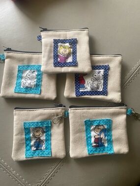 Handmade Canvas Coin Pouches with Peanuts Character Patchwork Pick One